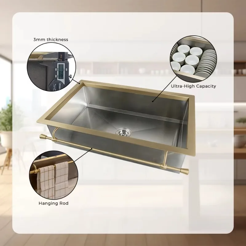 Stainless Steel Vintage Sink Under Counter Mounted Antique Kitchen Sink p002