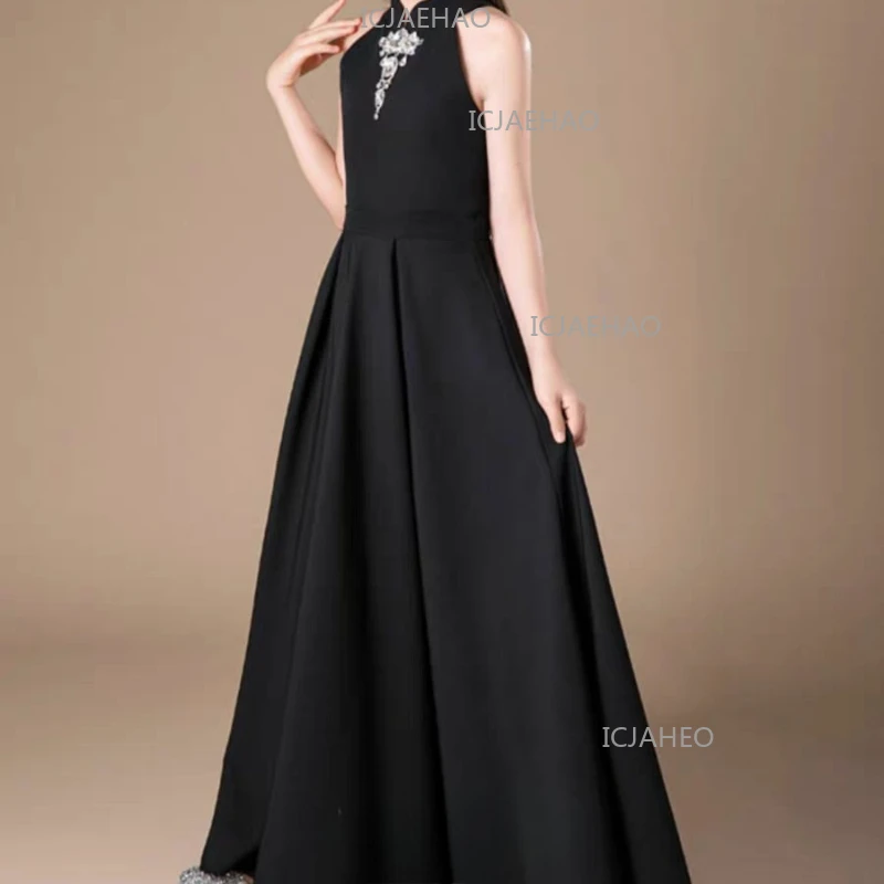 2026 New Children French Style Black Evening Dress Clothes Kids Piano Performance Cello Solo Pageant Party Gown Women Costume