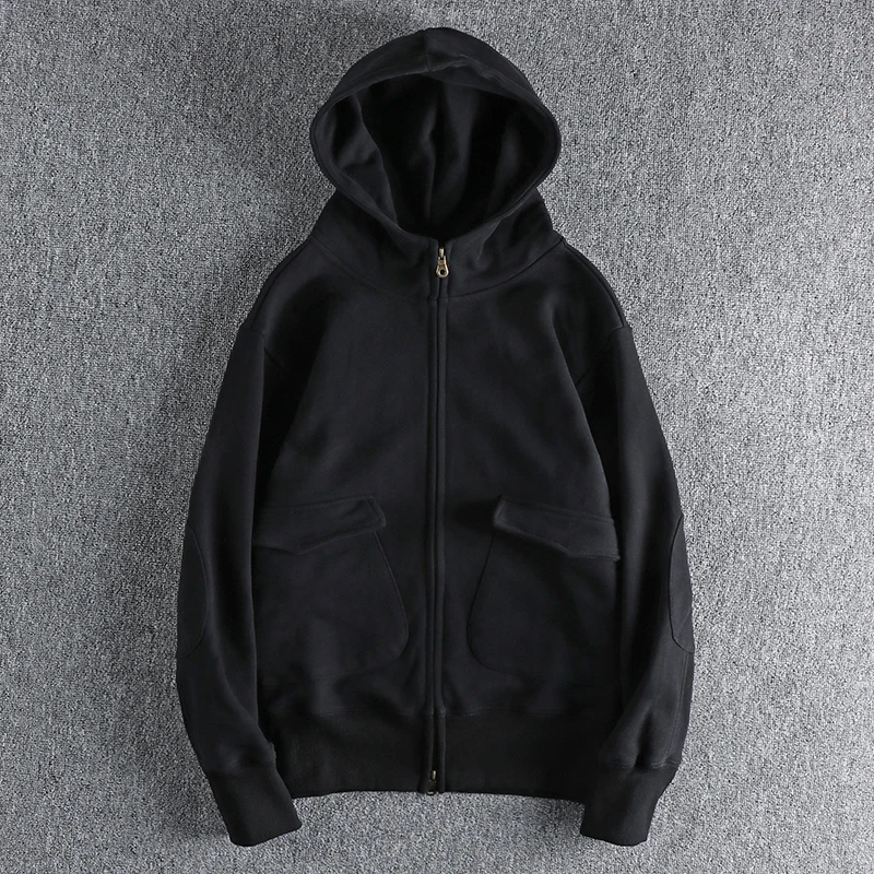 

Men's Thickened Fleece Hoodie Sweatshirt Double Zipper Retro Color Autumn Winter Casual Youth Outerwear Coat