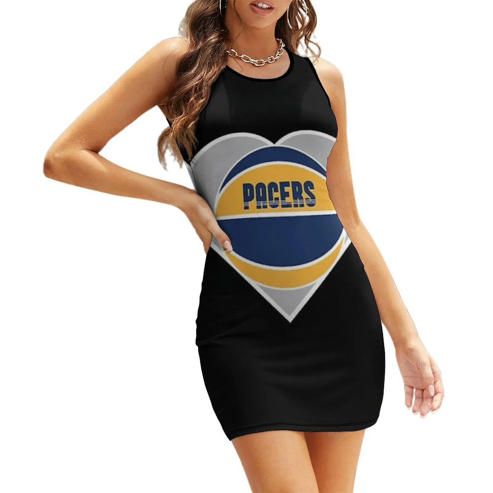 

Pacers Basketball Heart Logo Design Sleeveless Sundress dresses summer woman 2025 Clothing dress party night