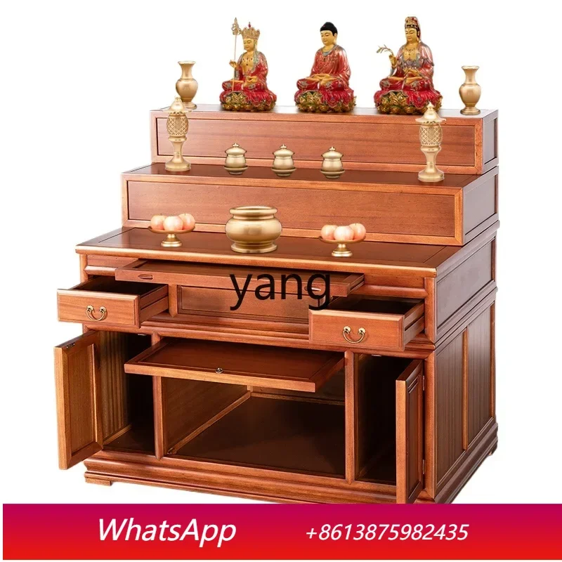 CLX solid wood multi-layer offering table stepped land public Buddhist niche cabinet Buddhist hall offering table
