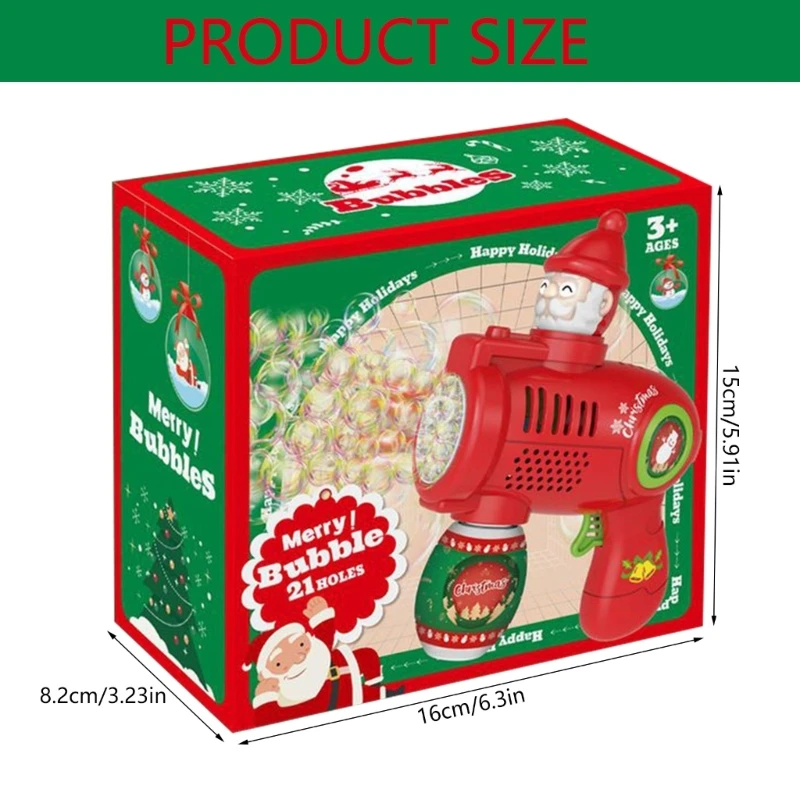 Christmas Activity Bubble Blower Guns with LED Light Gift for Park Outdoor Fun Electric Bubble Guns A2UB