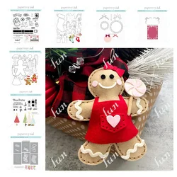 Stitched Gingerbread Die Cutting Dies Knife Big Christmas Ho Postage Sentiments Stamps Embossed Scrapbooking Decorations 2024