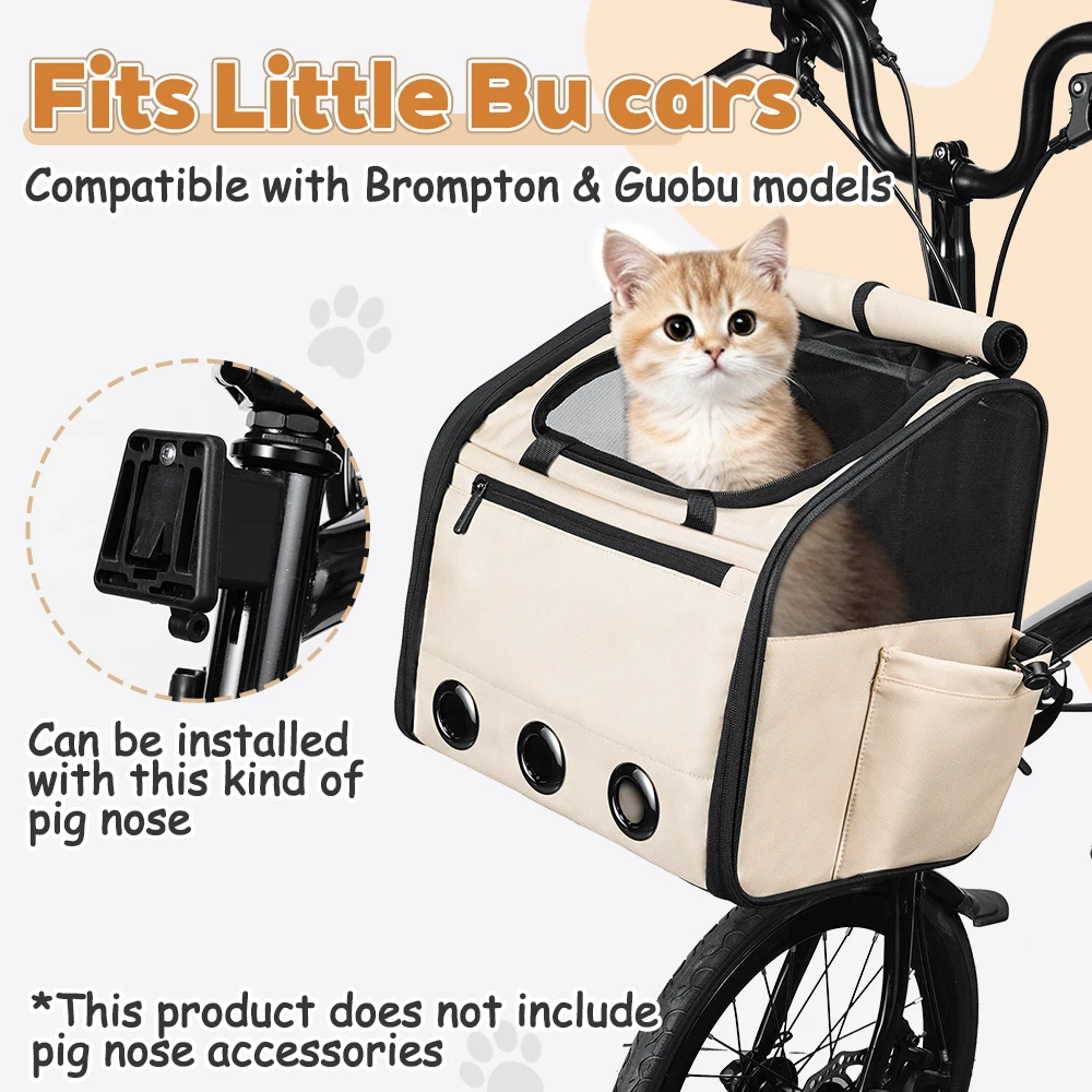 NEWBOLER Brompton Faltbare Fahrradtasche, Haustiertasche, tragbare Fahrrad-Fronttasche, faltbare Outdoor-Reisetasche für Katzen und Hunde – Detail 4