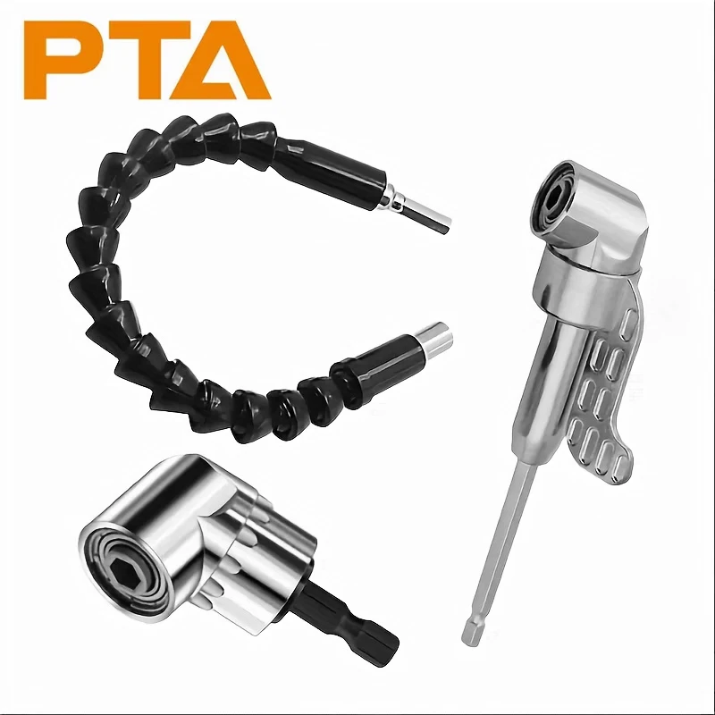 

105 Degree Right Angle Screwdriver Extension Shaft Set and Premium 1/4 Inch Hex Bit Connector for Tight and Hard-to-Reach Spaces
