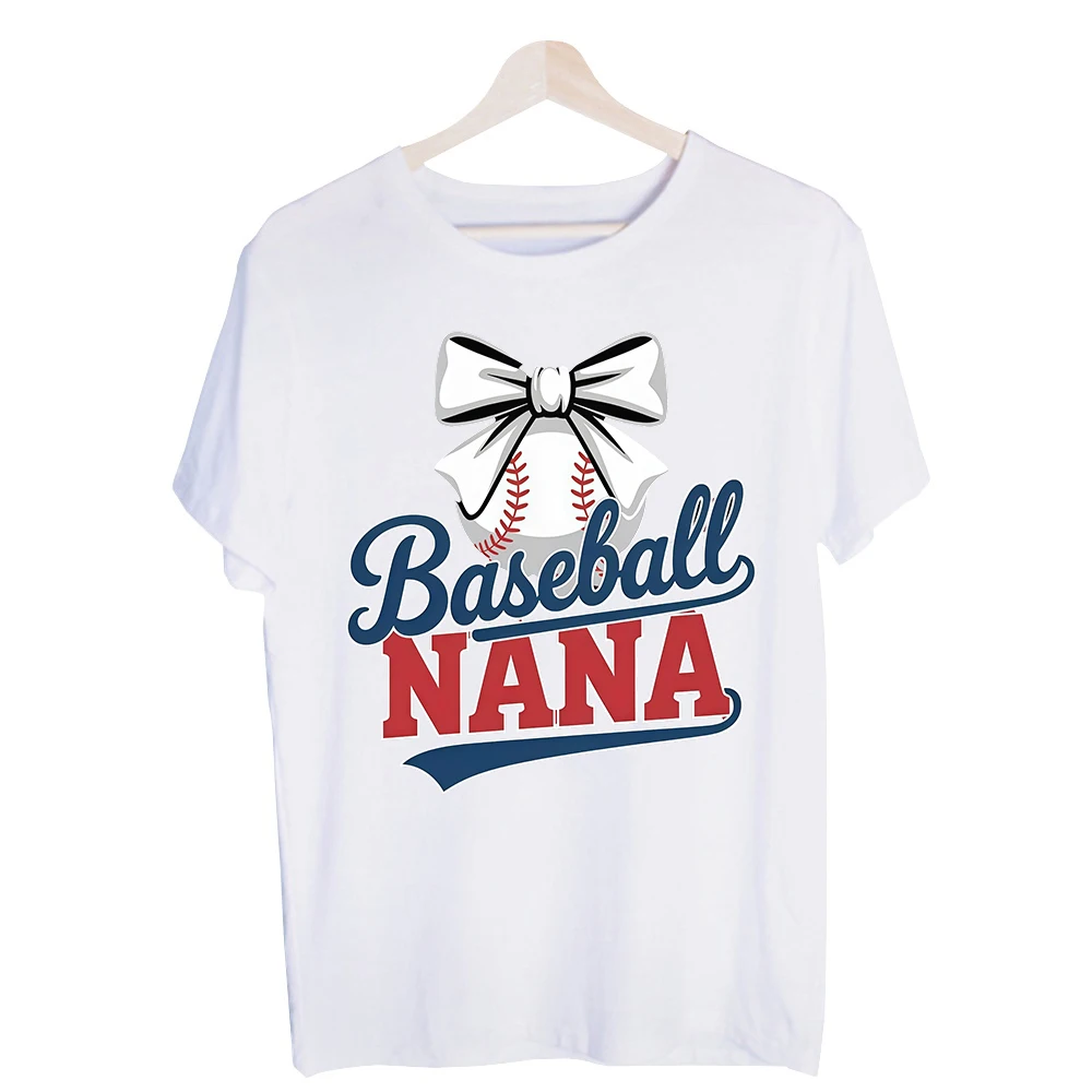 Nana's Baseball Themed Graphic Tee, Short Sleeve Crew Neck T-Shirt for Casual Sports Events and Family Gatherings