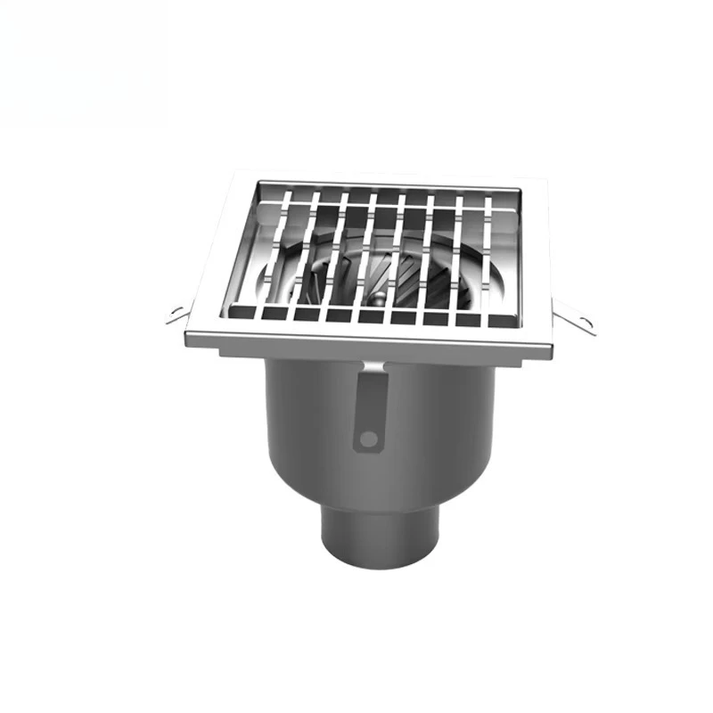 Durable and sturdy reinforced edge industrial square stainless steel floor drain for wastewater discharge