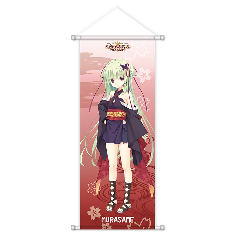 VIKAMA Blonde Red Gothic Girl Anime Wall Scroll Tapestry Victorian Dress Art Fabric Poster for Bedroom Living Room Goth Gift