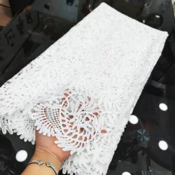 2023 Fashion White African Cord Lace Fabric Water Soluble Lace Fabric Nigerian Guipure Lace Fabric For Woman Dress Sew PJFT2319