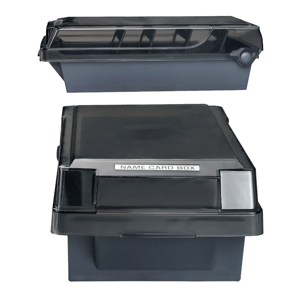 Stylish ABS Business Card Holder With Dividers Big Capacity Index Card Organizer With Index Tabs Desktop Name Card Box Home