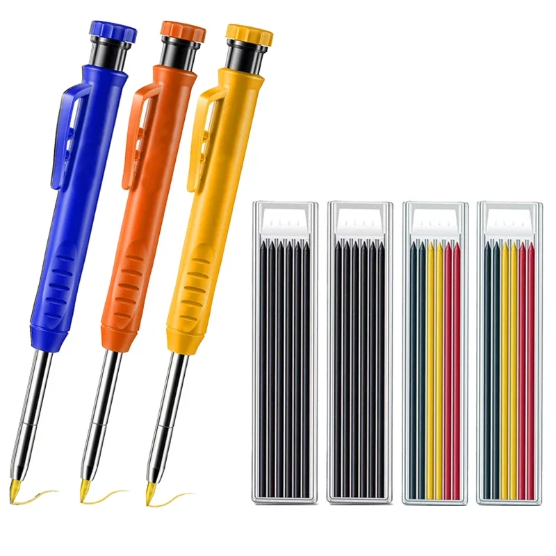 5/7Pcs Solide Zimmermann Bleistift Set Holzbearbeitung Werkzeuge Mechanische Bleistift Set Bau Carpenter Marker 3 Farben Refill Glasritzrades