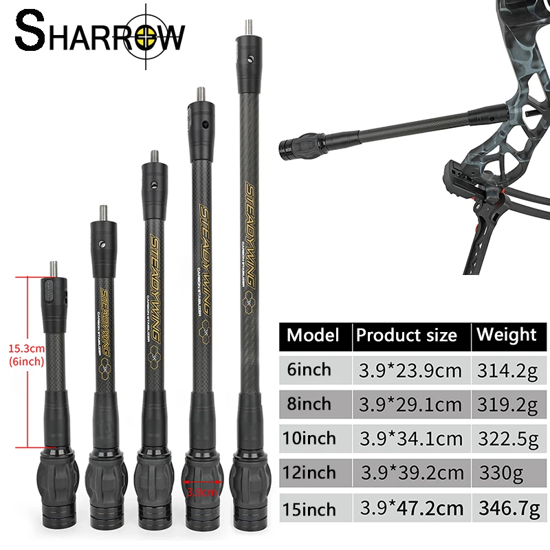 

3K Carbon Fibre Balance Bar Rod 6/8/10/12/15Inch Archery Compound Bow Balanced Rod Damping Bow Shooting Hunting Accessories
