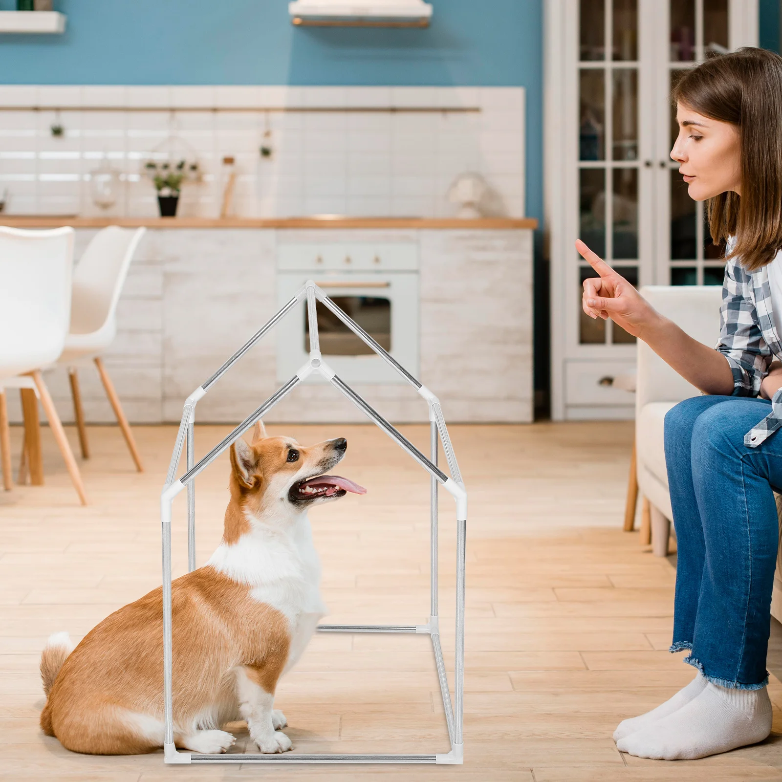 مجموعة واحدة من إطار خيمة اللعب للأطفال، هيكل معدني، سهل التجميع، إبداع للأطفال، للاستخدام الداخلي والخارجي، مجموعة مسرح صديقة للحيوانات الأليفة #3