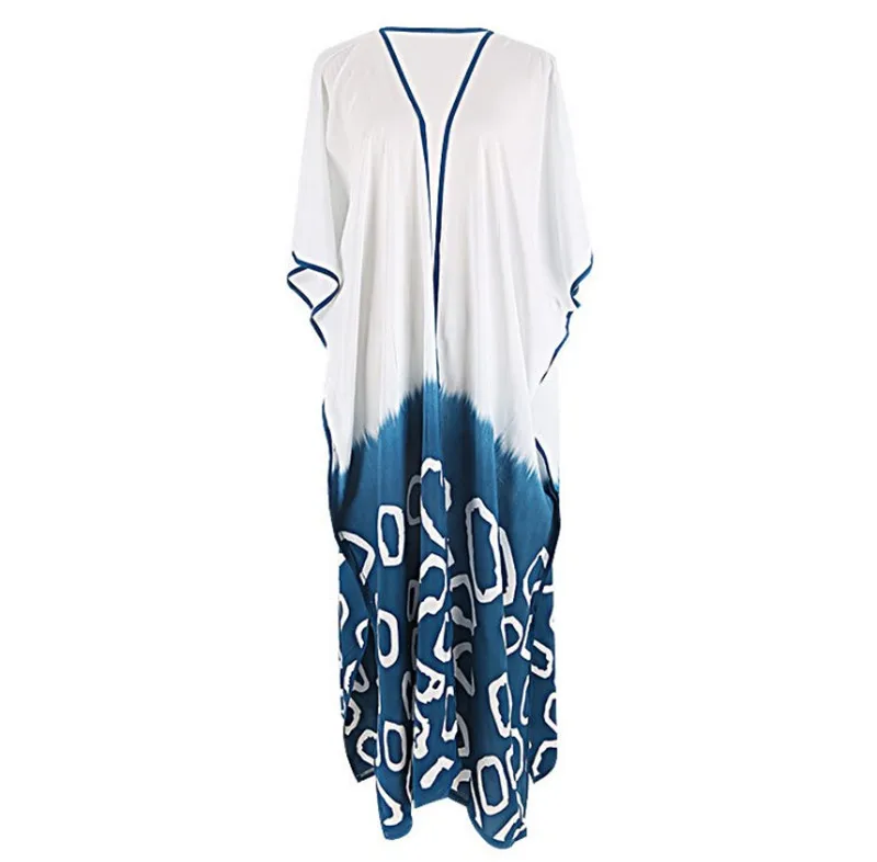 Bohemian พิมพ์ Tie Dye บิกินี่ปกคลุม Kimono ชุดเดรสว่ายน้ำผู้หญิงหลวมฤดูร้อน Beach สวมชุดว่ายน้ำปกคลุม Cardigan