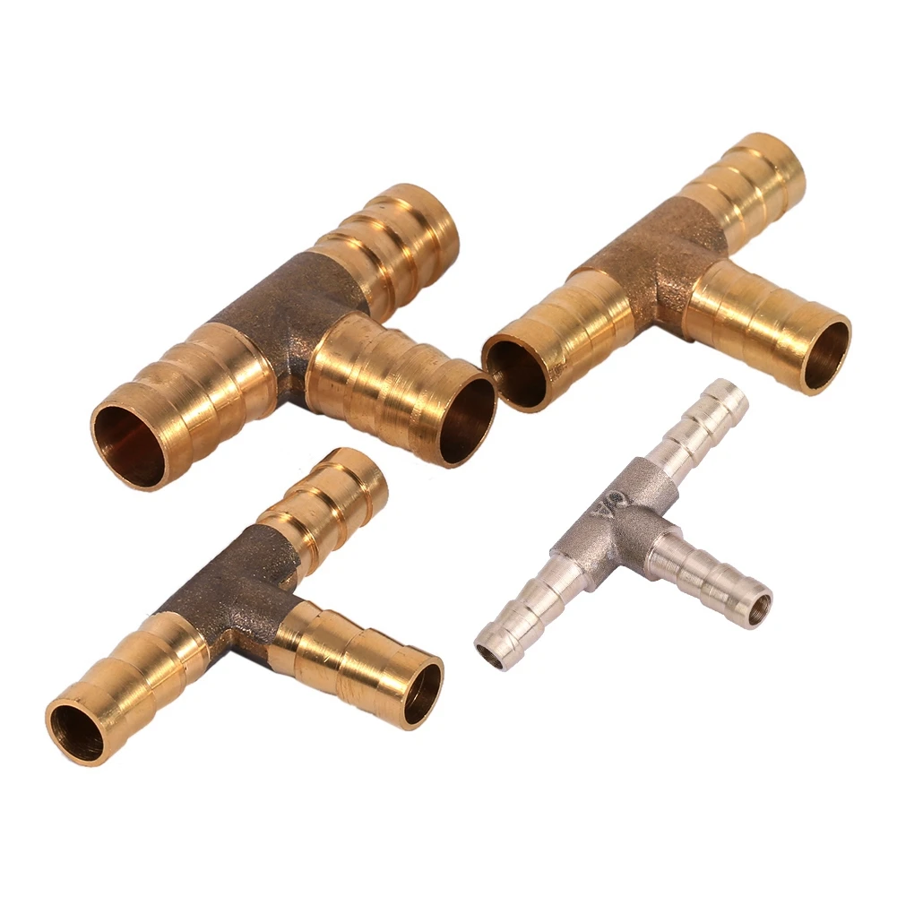 3 Way Hose Joiner Brass T Piece 3 Way Fuel Hose Joiner Connector For Compressed Air Oil Gas Pipe T Piece 3 way Fuel Hose Joiner