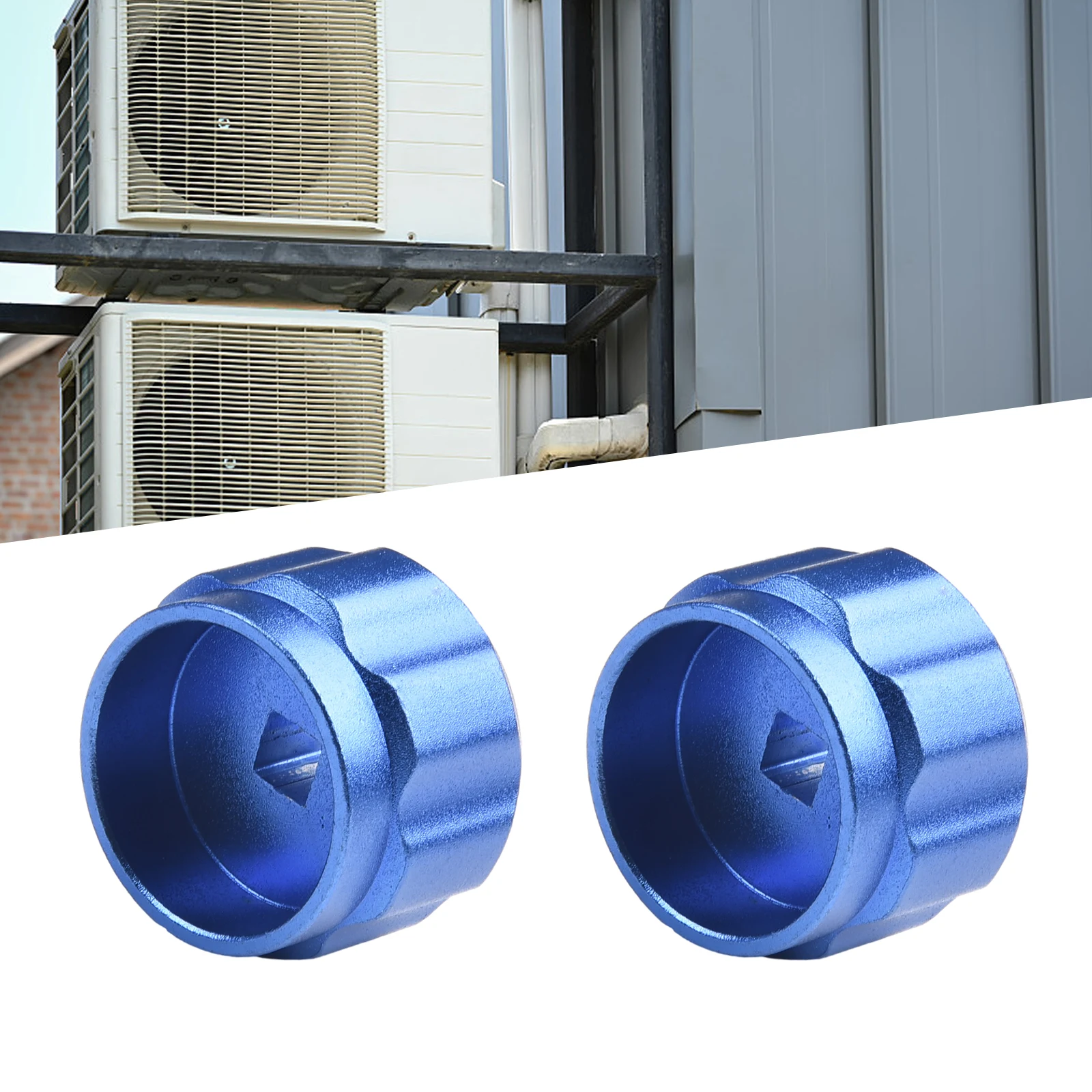 Blaue runde Wasserhahngriffe aus Aluminiumlegierung für die Wartung von Krümmermessgeräten und Klimaanlagen (2er-Pack)