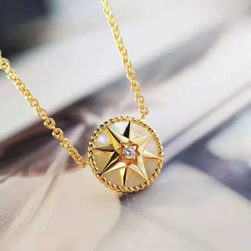 New fashion Octagon Star Lucky Octagon Star Single diamond disc C-shaped open bracelet necklace women's party gift