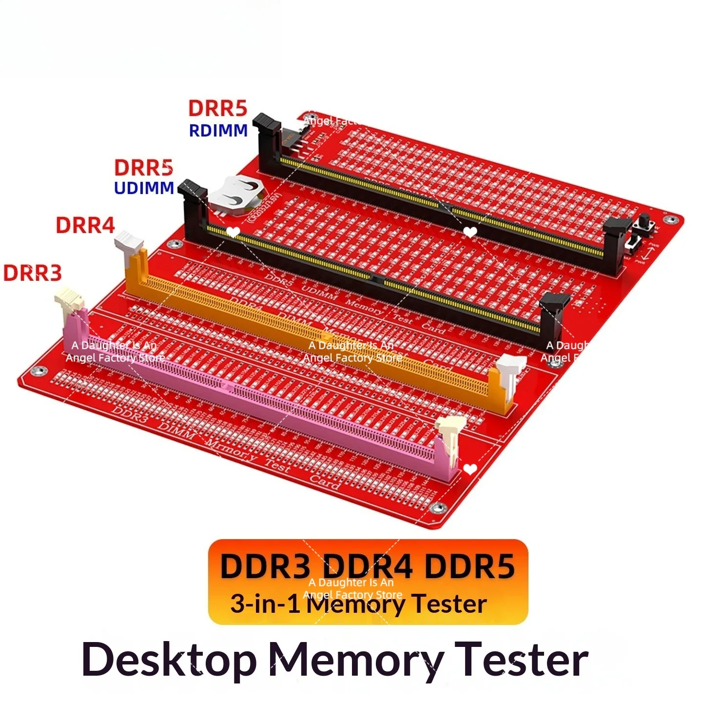 3-in-1 Memory Stick & Graphics Card Tester, PCI-E16X Diagnostic Card with LED Indicators, DDR5 RAM Maintenance & Inspection Tool