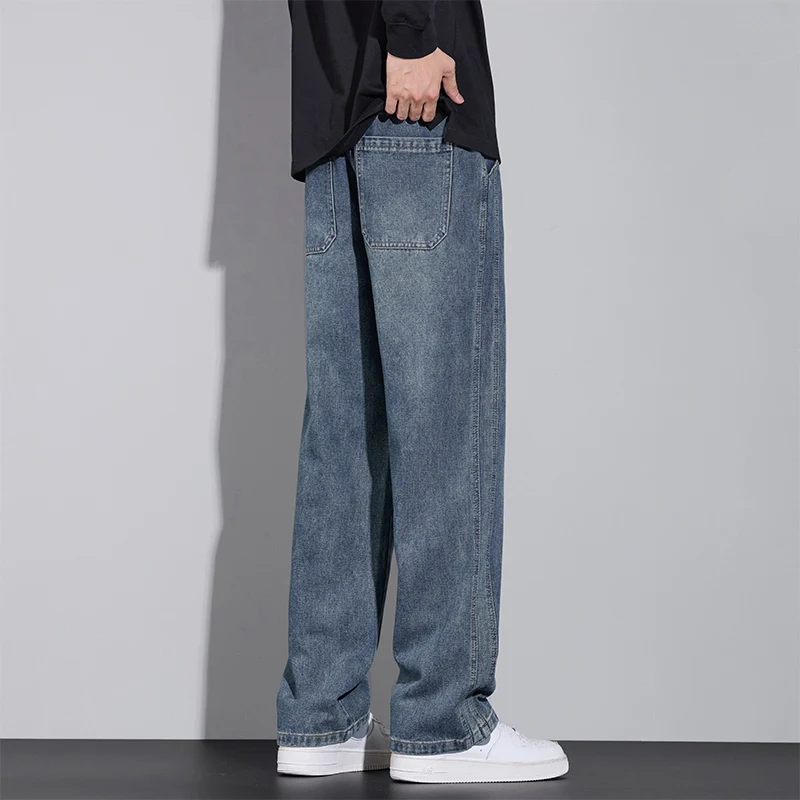 Herbst männer Kleidung Gerade Jeans Bequeme Breite Beine Mode Lässig Vintage Männlichen Denim Hosen Streetwear Hosen