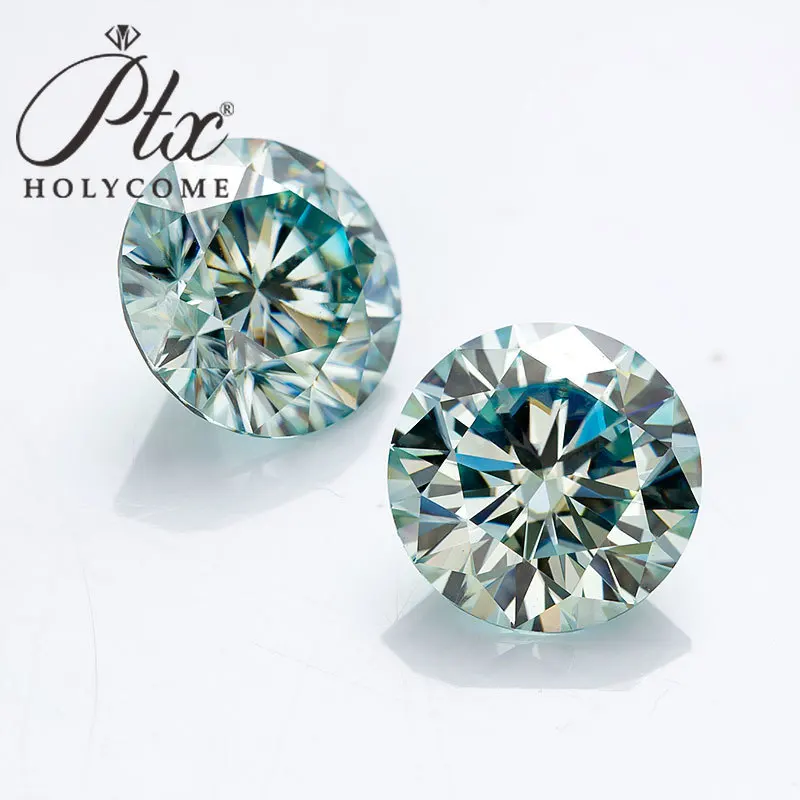 Holycome Excellent Brilliant Aqua Blue VVS1 Loose Moissanite Diamond Test Positive GRA Certificate Round Cut Supplier Factory