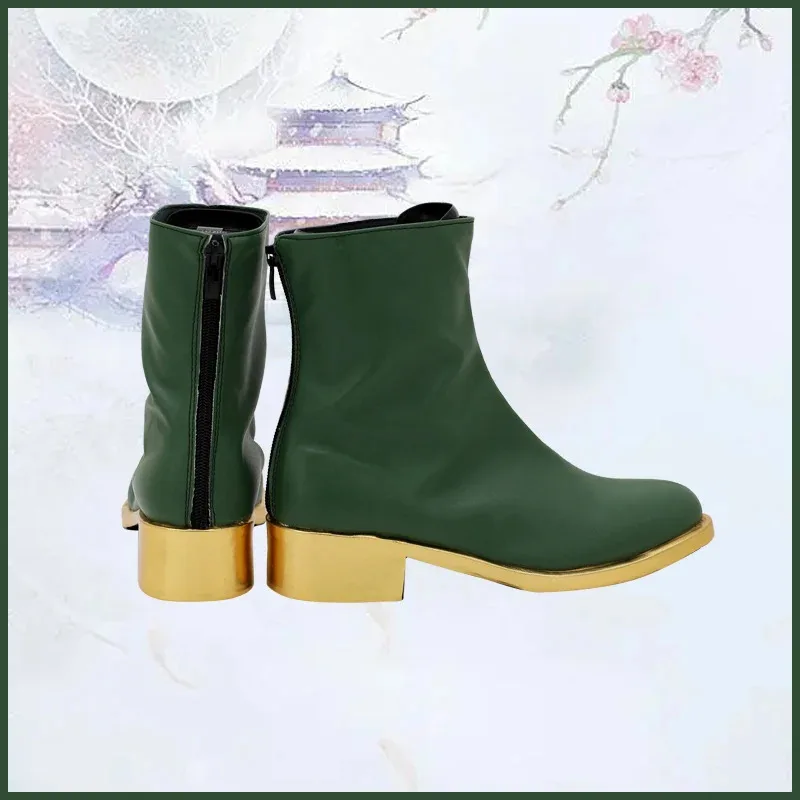 JoJo‘s Bizarre Adventure Jolyne Cujoh Cosplay Shoes Green Leather Boots Platform Shoes For Men Women Fancy Carnival Party Props