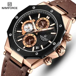 2023 NAVIFORCE Watches Top Luxury Brand Sport Men's Watch Leather Waterproof Business Fashion Chronograph Wristwatch Auto Date