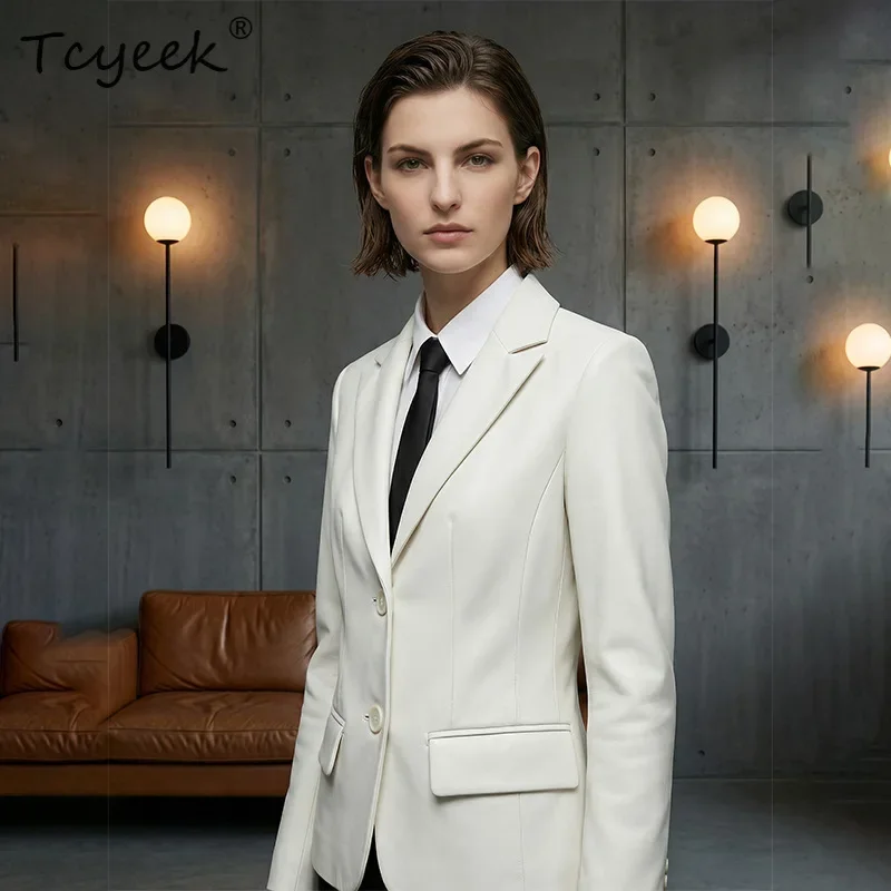 Tcyeek Real Sheepskin Coat for Women Genuine Leather Woman Jackets High-end Commuting Suit Jacket Autumn Clothing 2026 Blazers