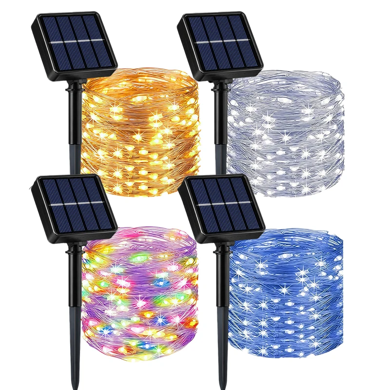Garden Solar String Lights 8 Modes IP54 Waterproof Copper Wire 7M50LED-32M300LED for Patio Fence Tree Wedding Party Yard Decor