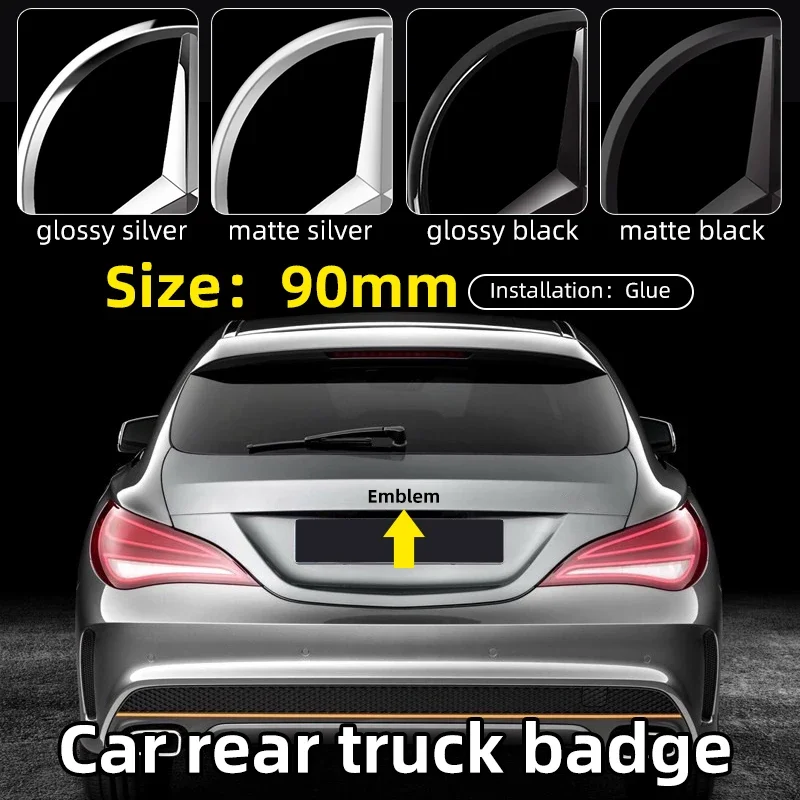 3D ABS silver/Black 9cm 90mm car rear Tail Trunk emblem badge sticker Decals For Mercedes Benz W117 W177 W176 X253 W247 W213