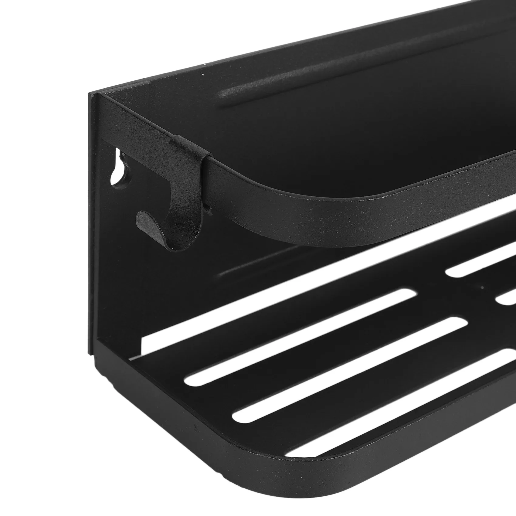 ABFS Magnetic Spice Rack For Refrigerator, Single Tier Magnetic Shelf With 2 Removable Hooks, Black