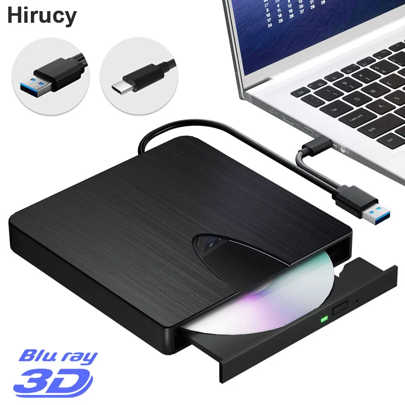 

External Blu ray Drive USB3.0 Type-C Blu Ray CD DVD Player Reader Optical Drive for Laptop PC Windows 10 11 Mac OS