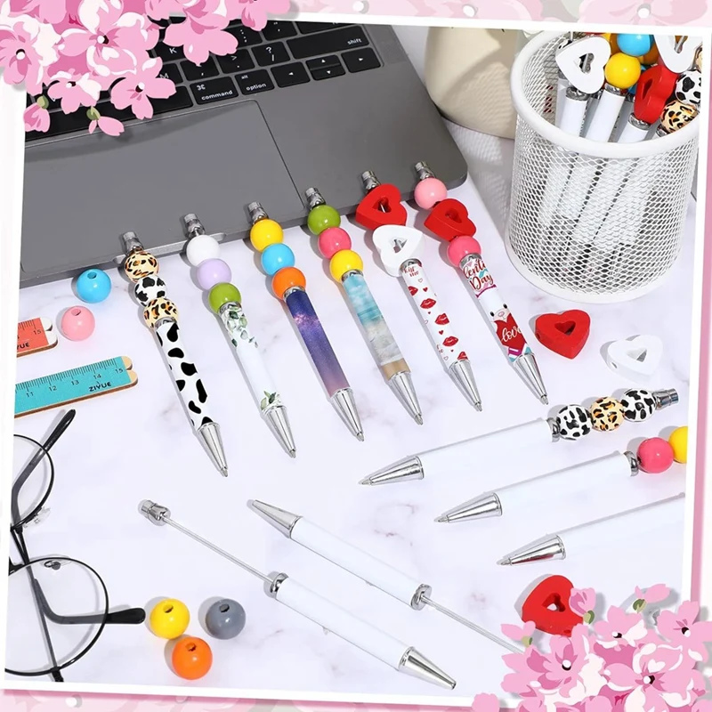 Sublimation Beaded Ballpoint Pens Metallic Black Ink Pens DIY Heat Transfer Ballpoint Pens School Supplies