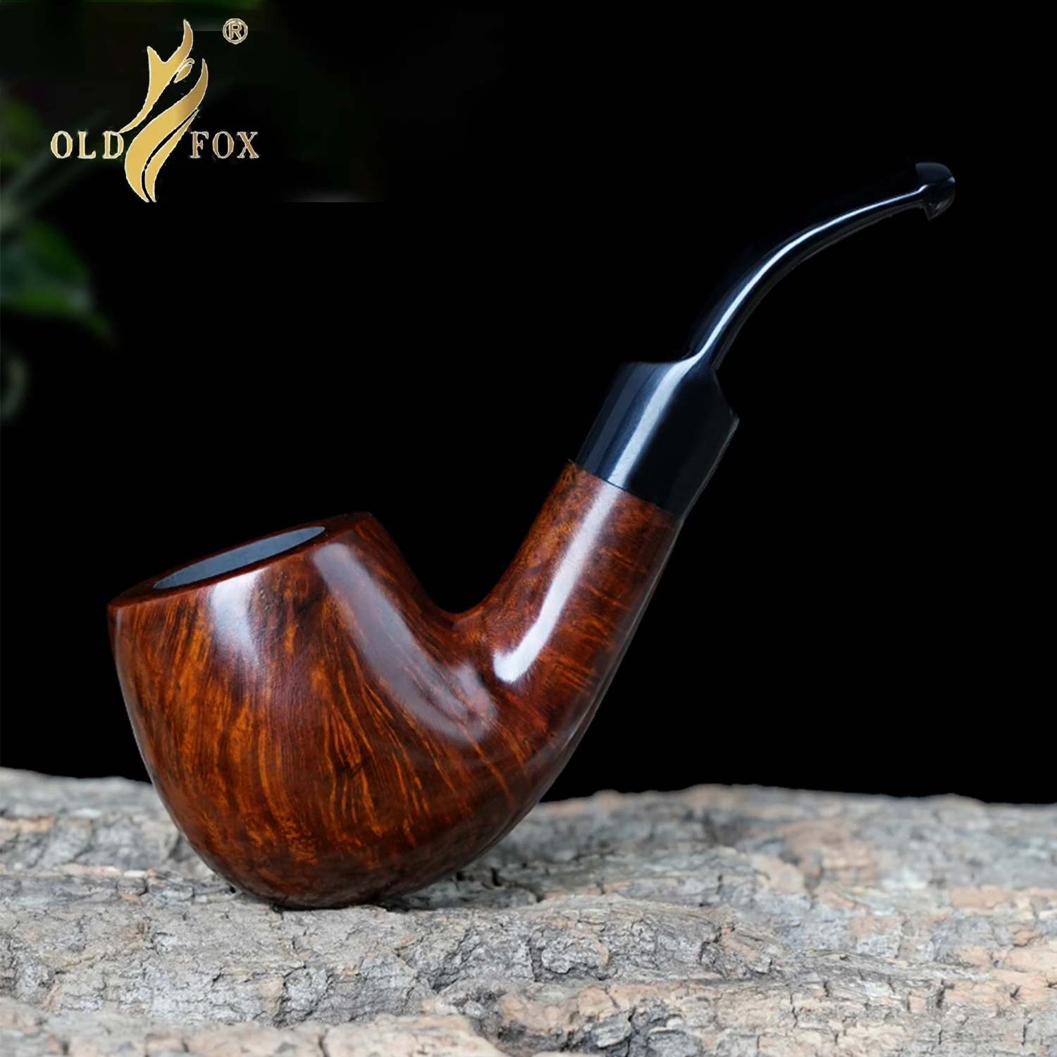 OLDFOX-pipa de tabaco de madera briar, tubo tallado a mano, mango curvo, pipa de rapé cálida, pipa portátil, filtro de 3mm, pipa de billar británica
