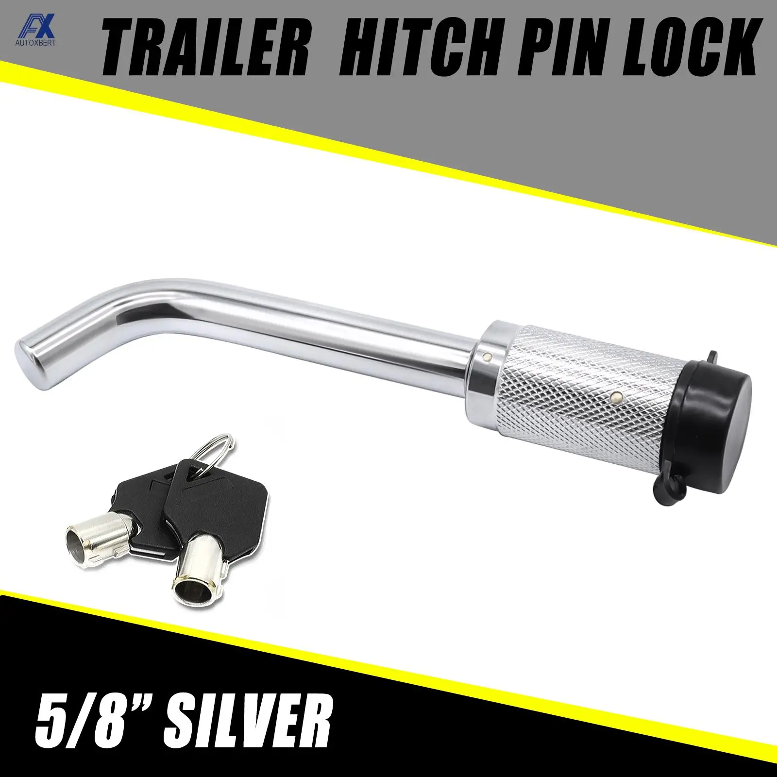 

Trailer Hitch Pin Lock 5/8" Dual Receiver Locking Tow Towing Trailer RV Car Accessories Heavy Duty Universal 2 keys Copper core