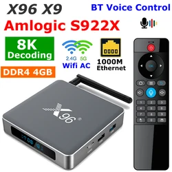 Décodeur vidéo Android 9.0 pour TV Box, lecteur multimédia, X96, X9, Amlogic, S922X, DDR4, 4 Go de RAM, 32 Go, 8K, 5G, touristes, Wifi, 1000M Ethernet, 4K, Youtube