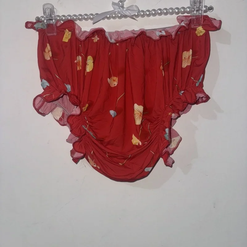 Celana Dalam Pria Lembut Sentuhan Halus Elastis Tinggi Unisex Mengkilap Motif Bunga Manis Seksi Ukuran Besar Sissy Pakaian Dalam Pesta Pribadi