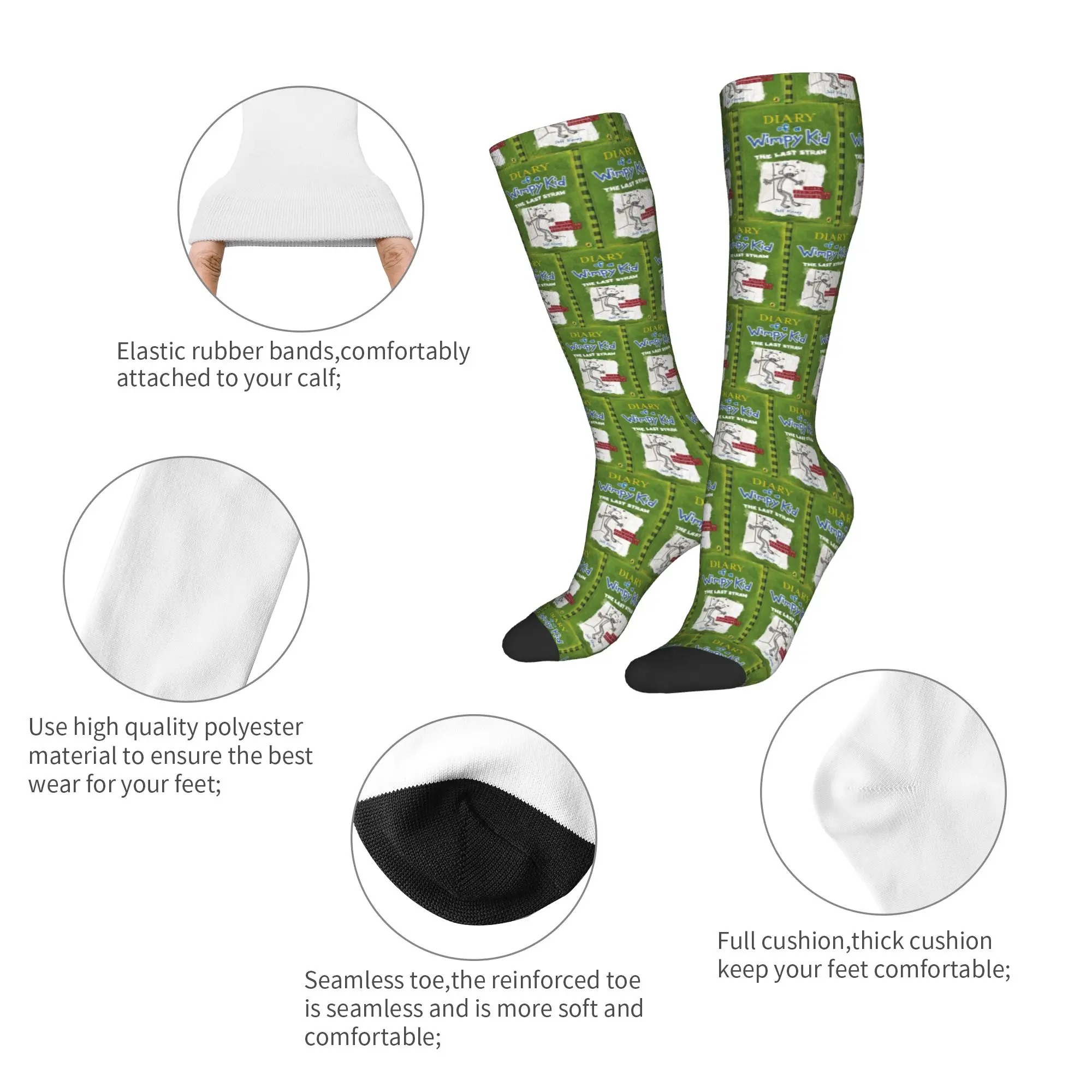 Medias de tripulación para todas las estaciones, diario de un chico Wimpy, calcetines con cubierta de paja, calcetines largos informales de Hip Hop, accesorios para hombres y mujeres