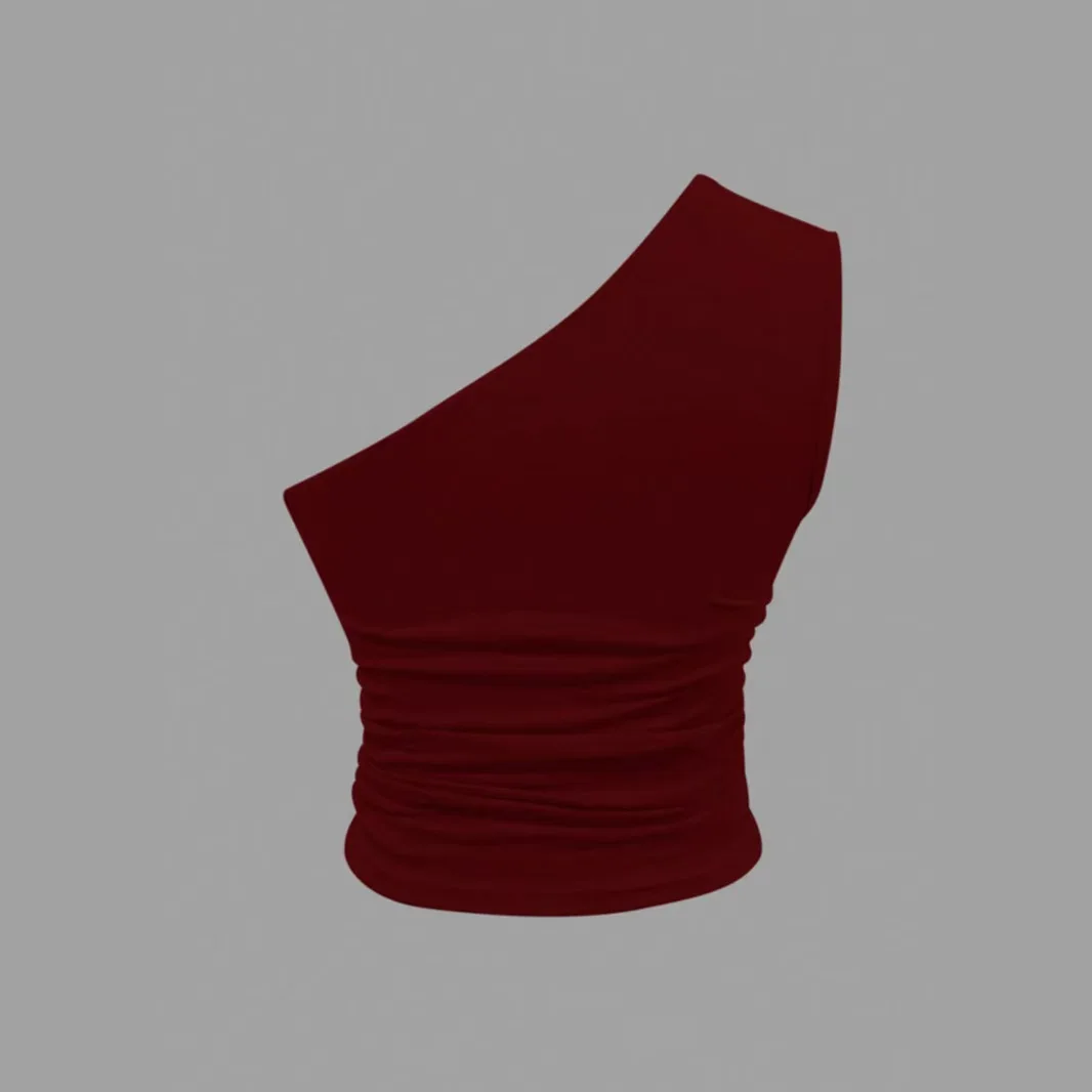 2025, Sommer, schmal gestrickt, einfarbig, kleine Weste, einzelne Schulter, kurzes Oberteil