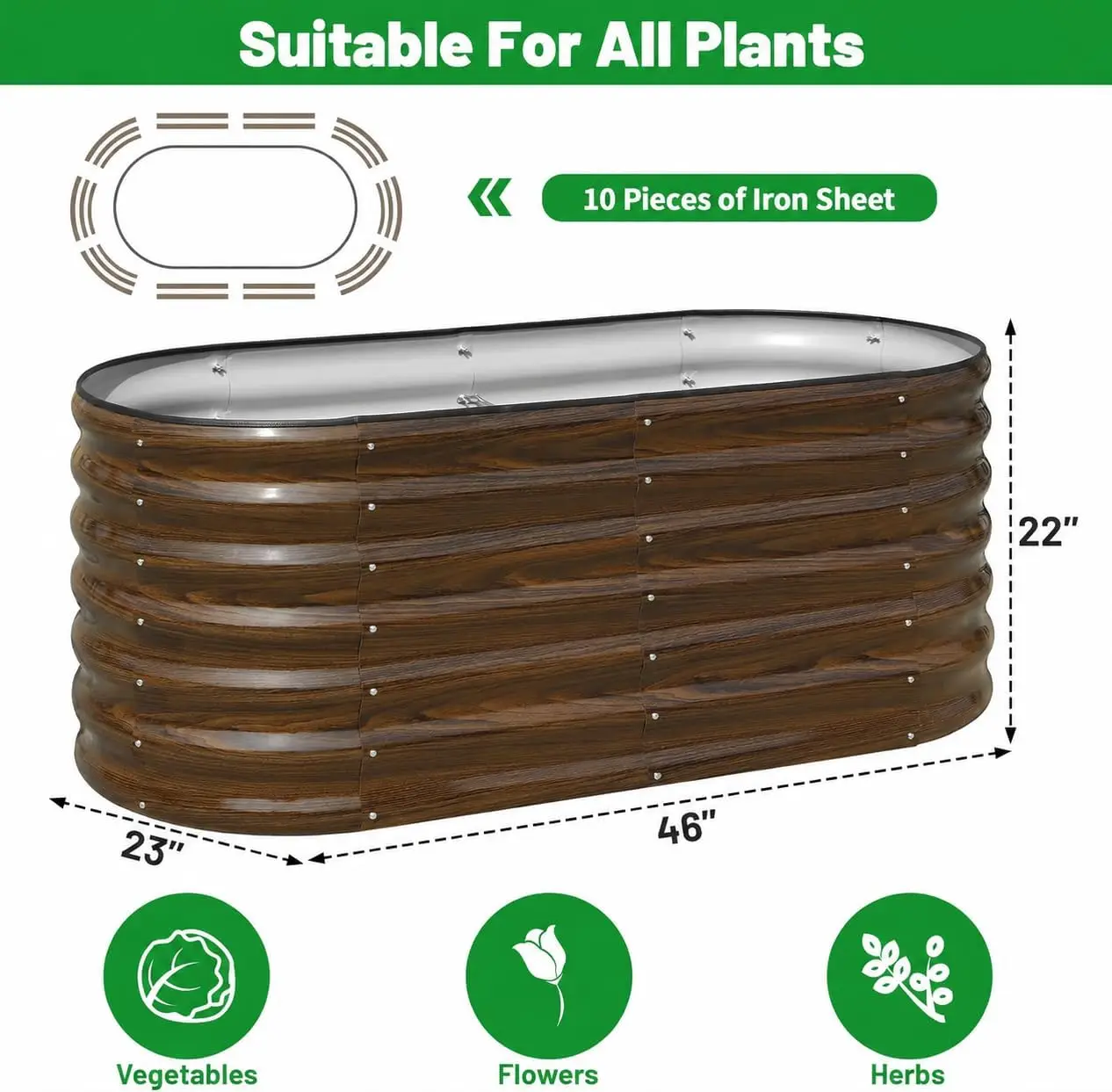 Galvanized Steel Raised Garden Bed Kit - 2 Pack 4x2x2 ft Metal Planter Box for Vegetables, Flowers, Herbs | Easy Assembly, Open Bottom Design for Optimal Drainage