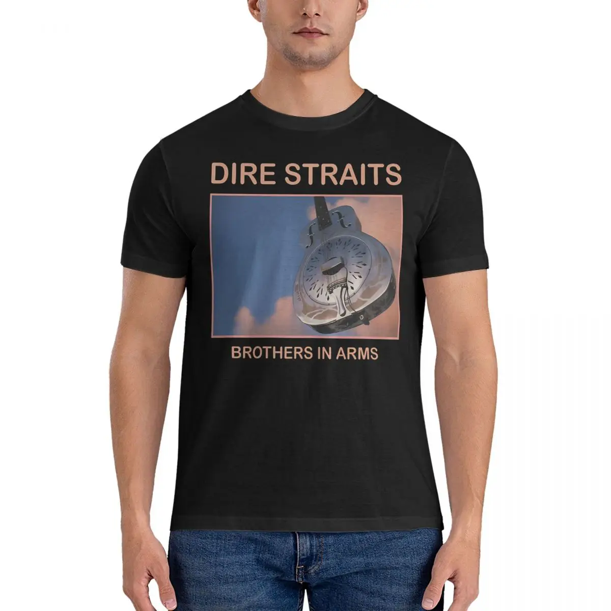 Rock And Roll Men's T Shirt D-Dire Straits Vintage Tees Short Sleeve Round Neck T-Shirts Pure Cotton New Arrival Tops