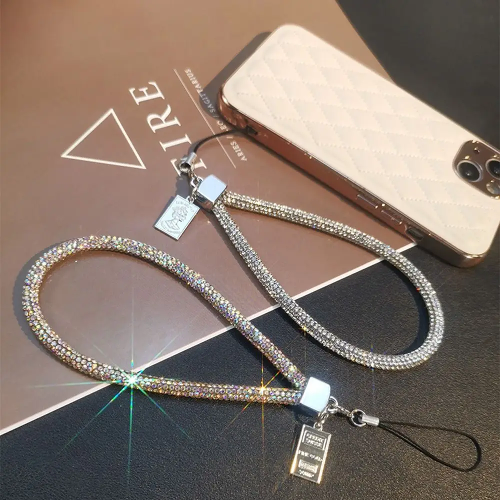 Glitter Rhinestone Phone Lanyard Phone Diamond Crystal Wrist Straps Keychain Neck Hanging Anti-lost Rope