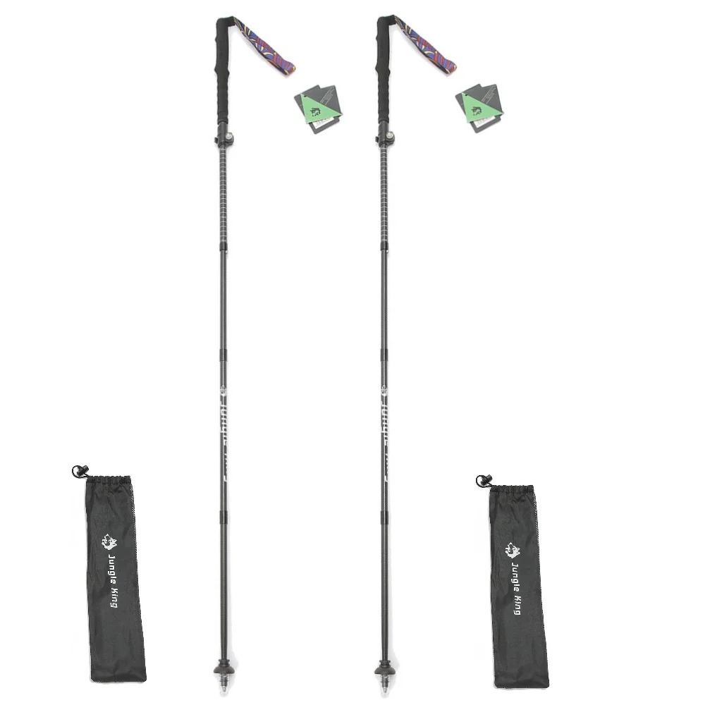 

JUNGLE KING CY1711 Newest Outdoor Carbon 3k Folding Mountaineering Staff Hiking Off road Stretching Staff 5-Section Ultra Light