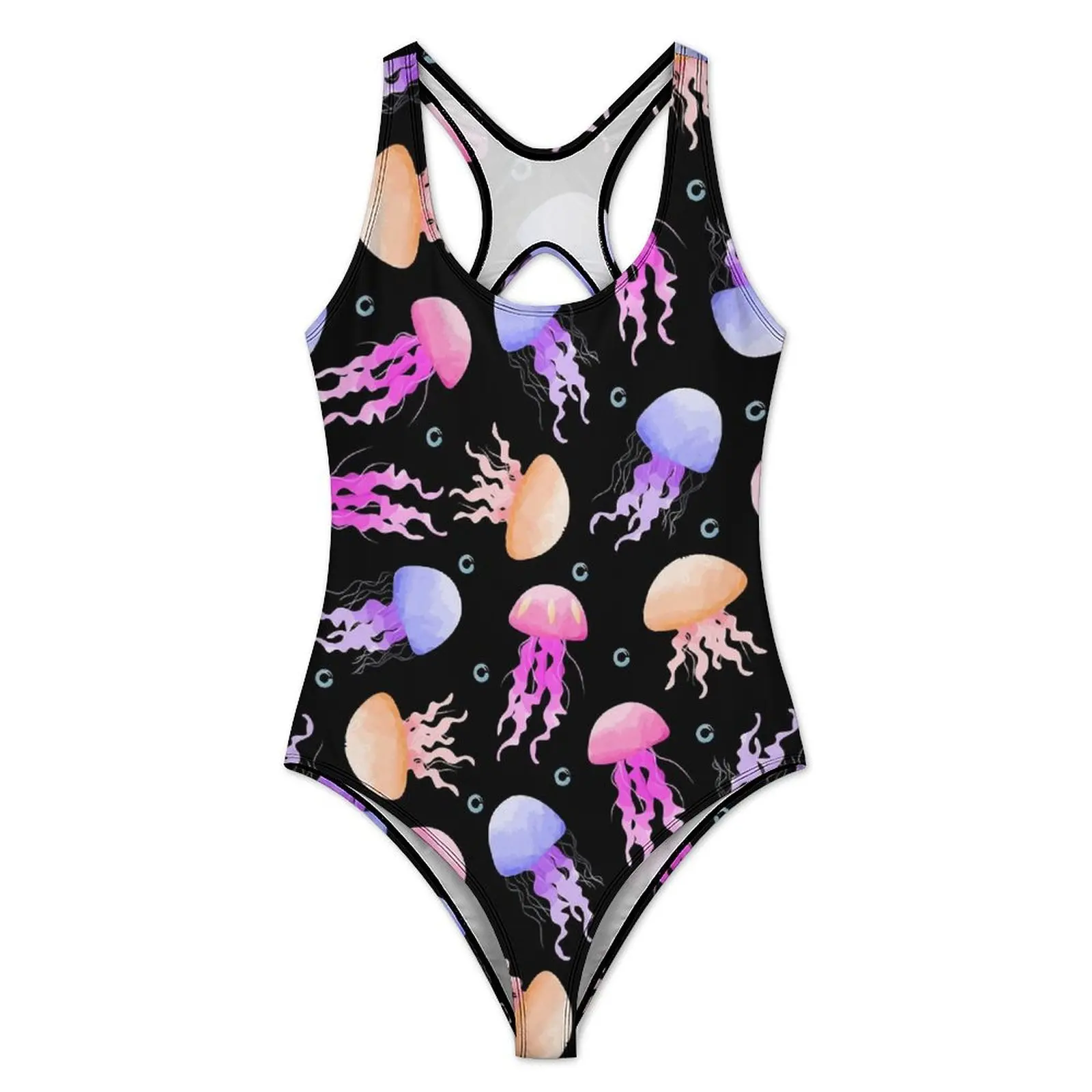 Joyous Jellies Swimsuit Sexy Colorful Animal Print Woman Swimwear One-Piece Bodysuit Holiday Swim Push Up Hollow Out Beach Wear