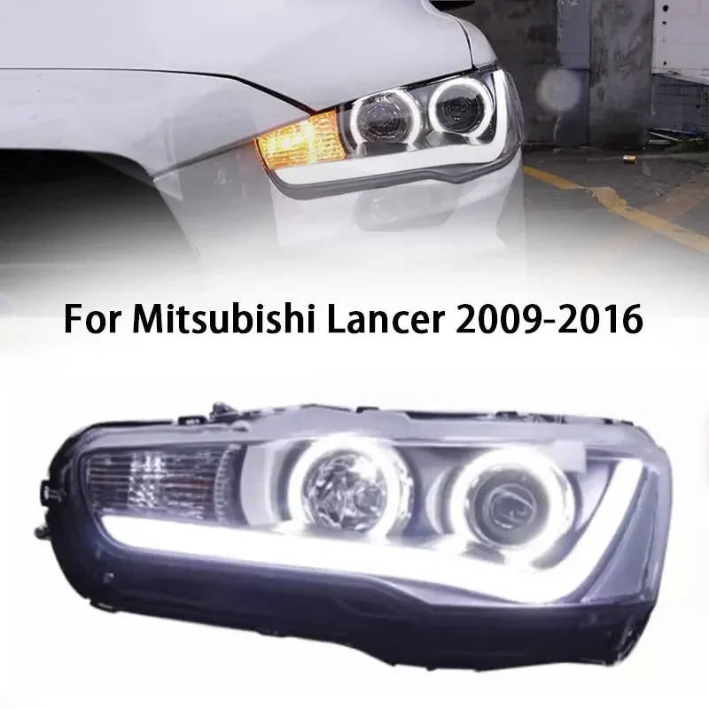 Head Lights For Mitsubishi Lancer LED Headlight 2009-2018 Headlights Lancer DRL Turn Signal High Beam Angel Eye Projector