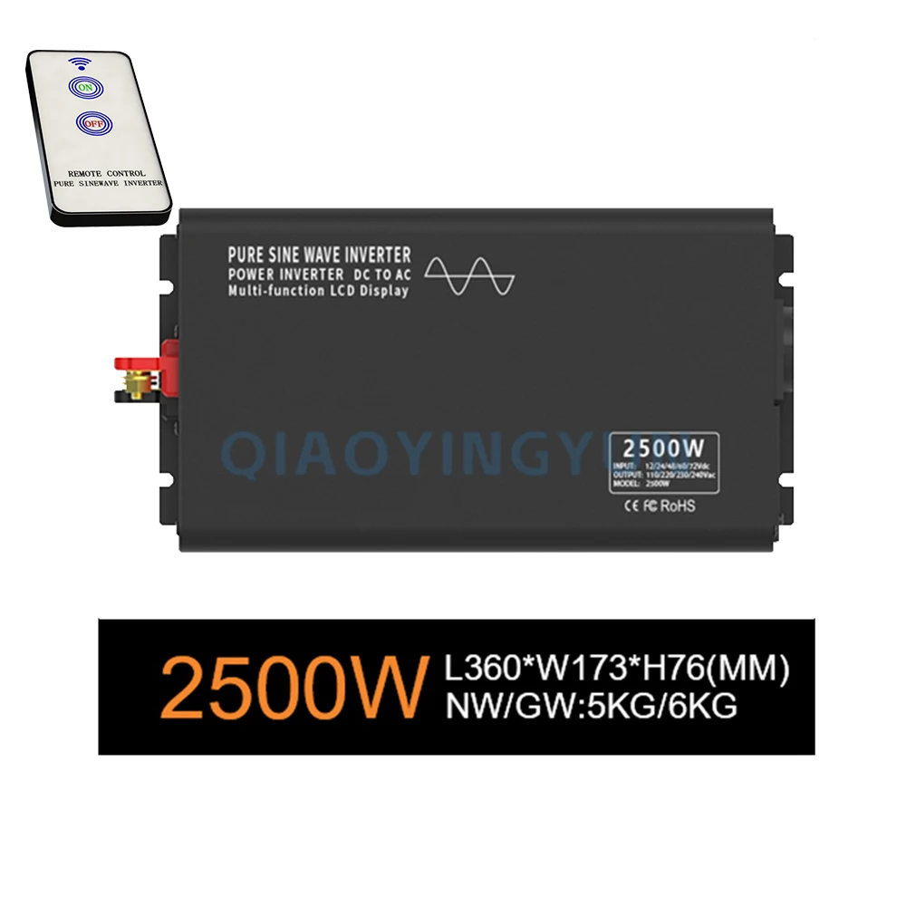 100% Pure Sine Wave Output 2500W Office LCD off grid inverter 12V 24V 36V 48V 60V 72V 84V DC to 110V 220V Converter inverter