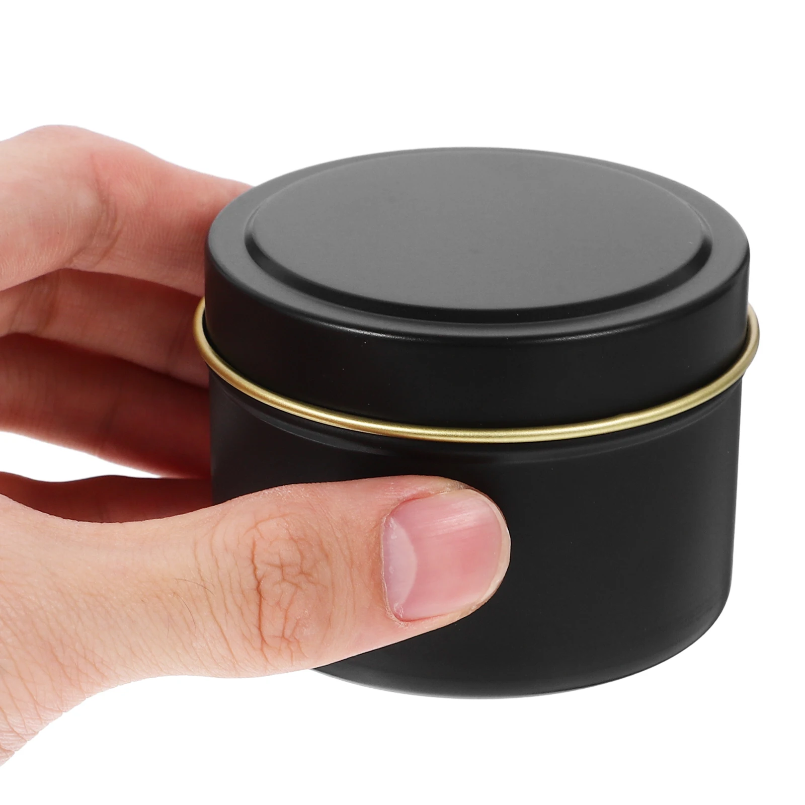 

4 Pcs Aromatherapy Gift Containers with Lids Empty Tins Black Mini Round Metal Jars for Candles