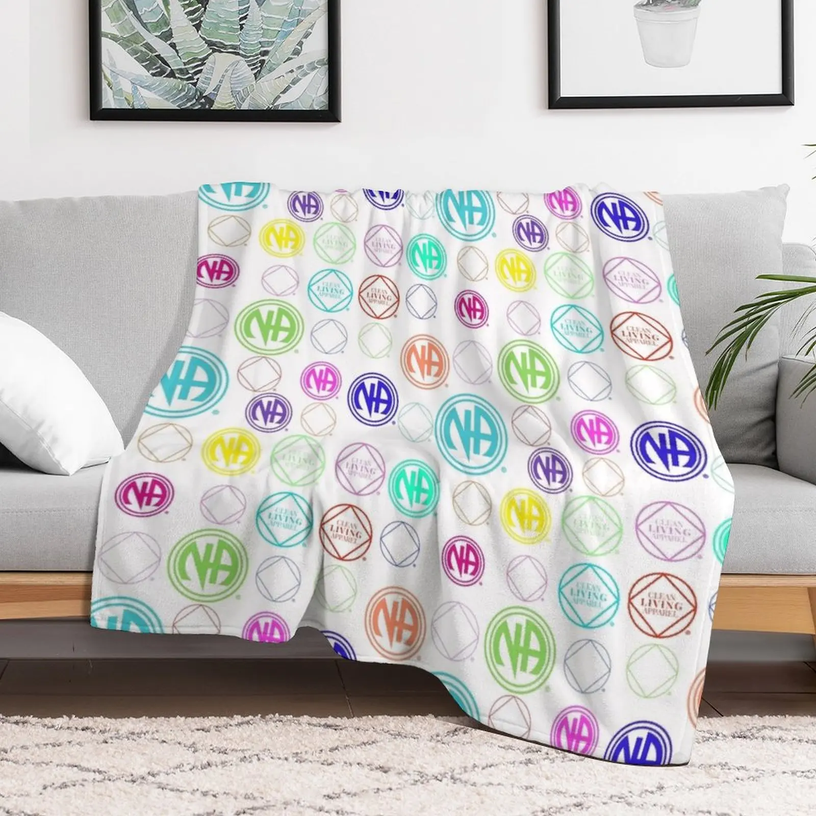 Colorful NA Symbols and Logos Narcotics Anonymous Gift Throw Blanket Versatile Cozy Throw Blanket for All Occasions