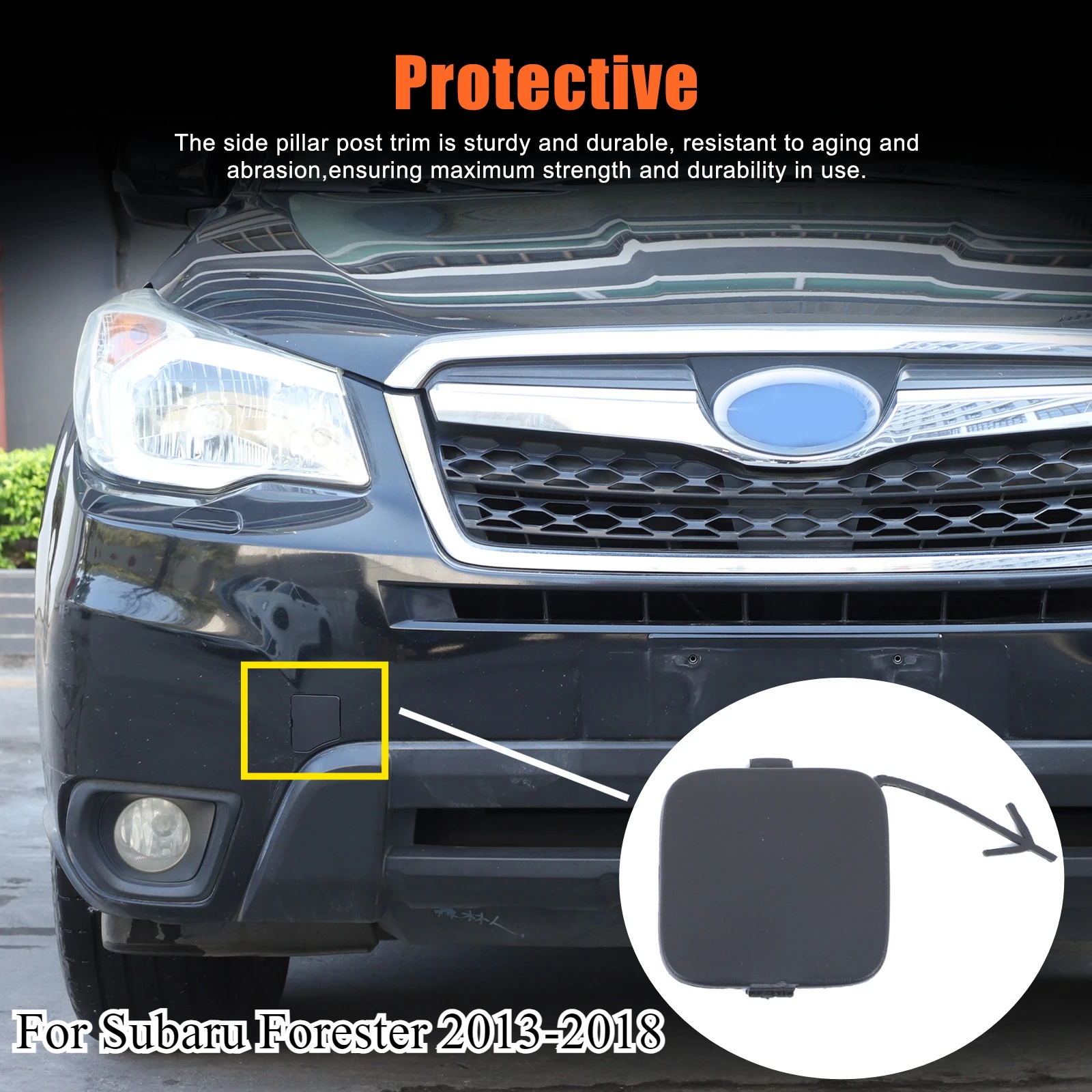 

For Subaru Forester 2013 2014 2015 2016 2017 2018Car Front Bumper Tow Hook Eye Coupler Trailer Cover Cap Plug Rear trailer cover