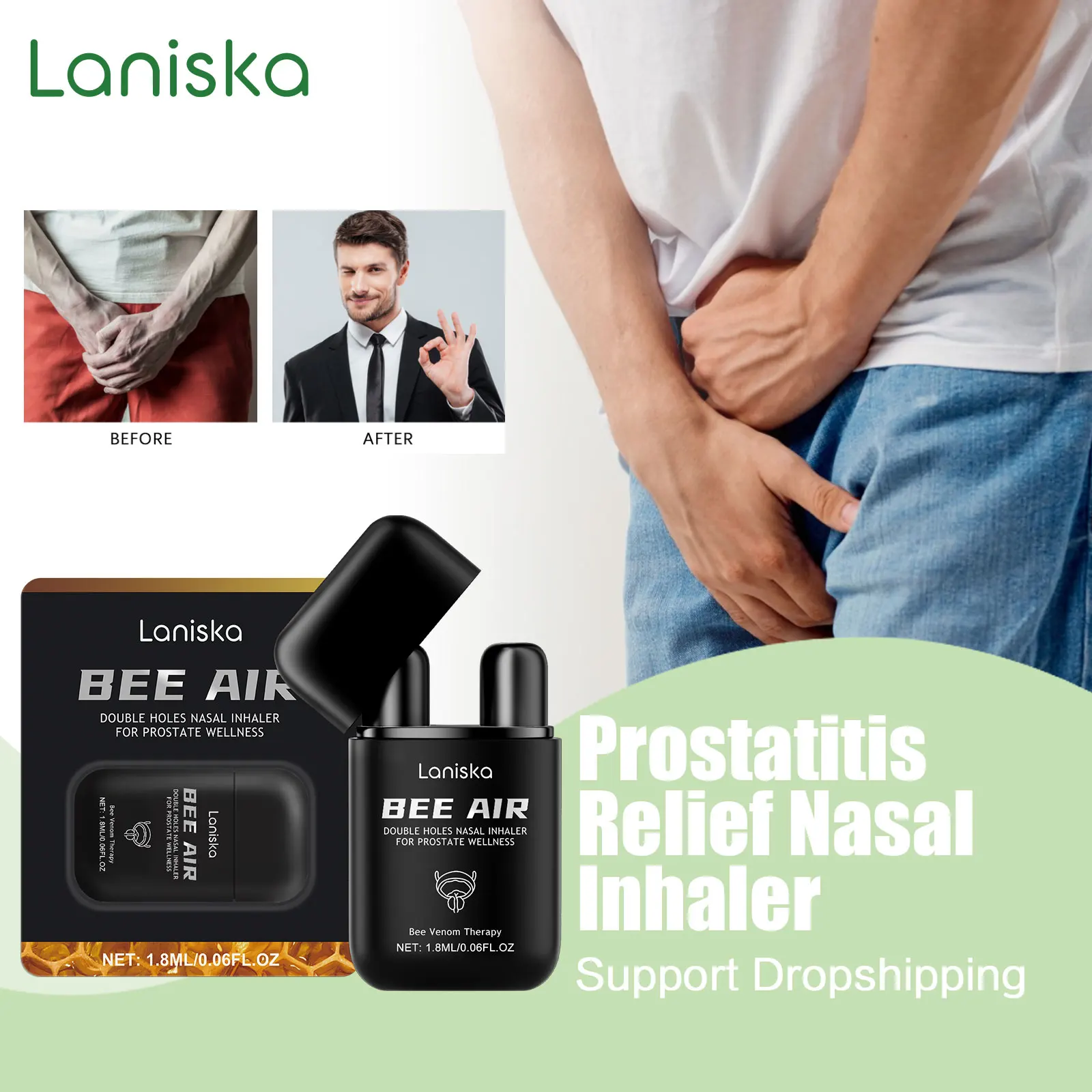 

Prostatitis Treatment Nasal Inhaler Improve Prostate Swelling Pain Funtion Urinary Frequency Urgency Soothing Stuffy Nose Health