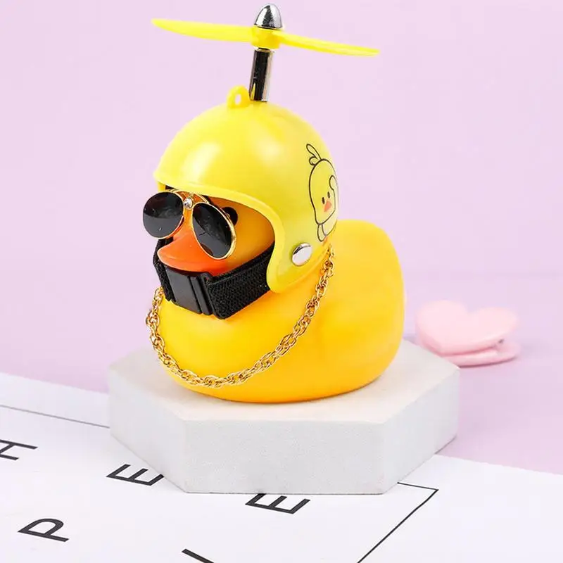 Mini Propeller Yellow Duck Ornaments Cute Rubber Duck Bike Decor Motorcycle Handlebar Decorative Figurine Cycling Accessories